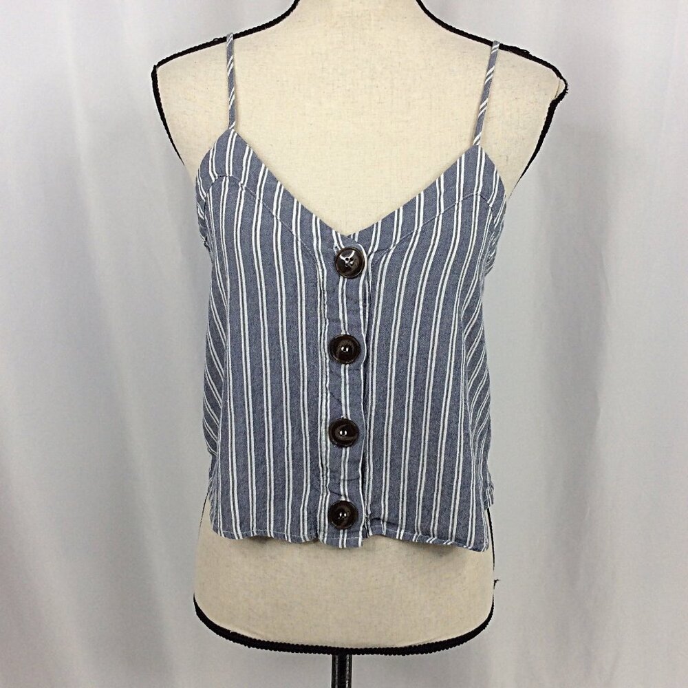 Garage Cami Crop Tank Top Womens Size Medium Striped Button Down Skater Beach‎